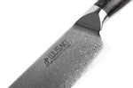 Couteau de chef Wusaki Sakin Damas 10Cr 20cm manche en fibre de carbone et feuille d'or