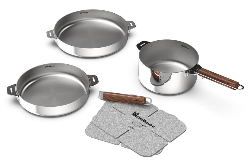 Coffret trio poêles et casserole Cookut La Merveilleuse en inox