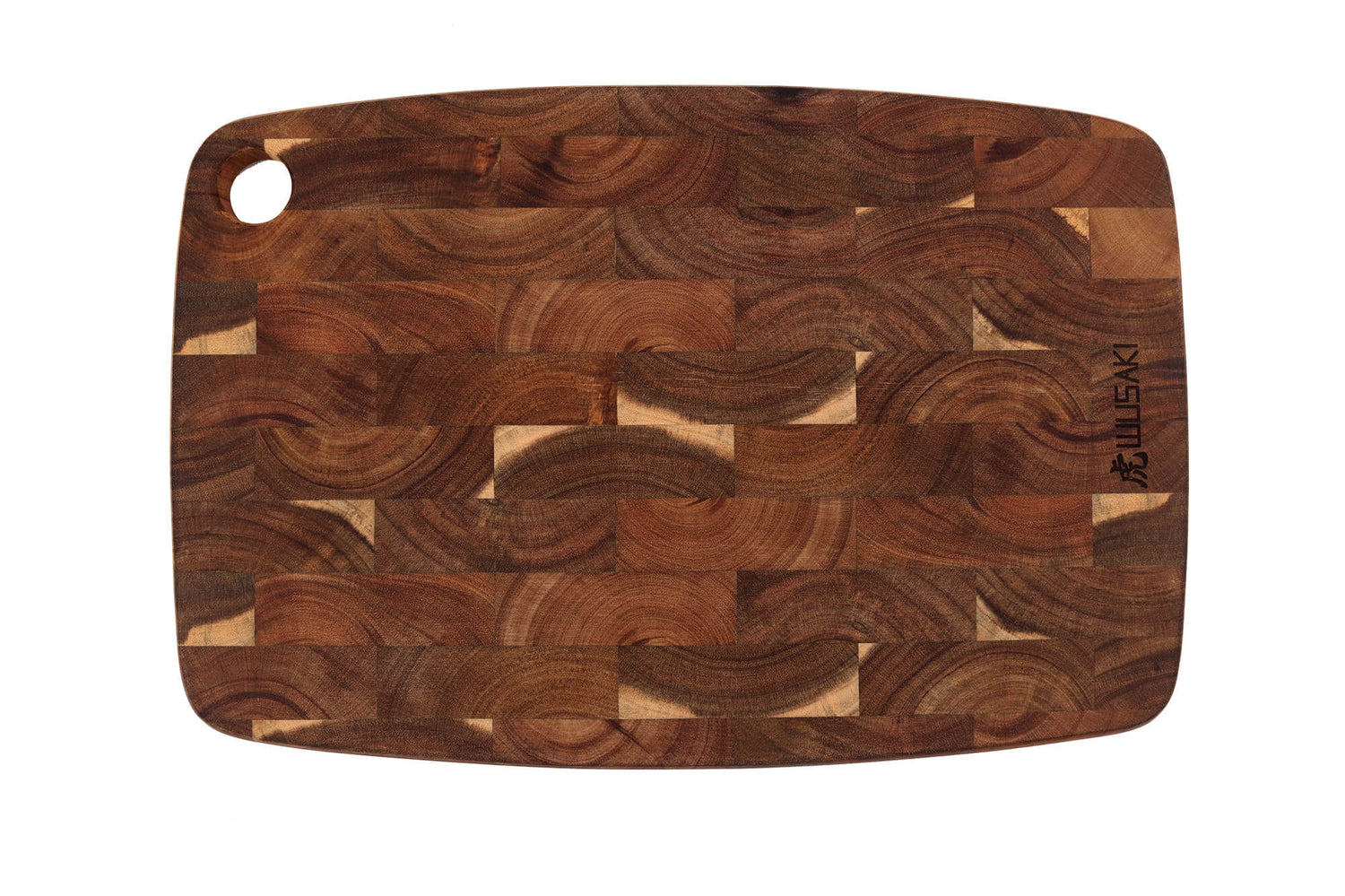 Planche à découper Wusaki en bois d'acacia damier 35 x 24 x 2cm