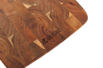 Planche à découper Wusaki en bois d'acacia damier 35 x 24 x 2cm