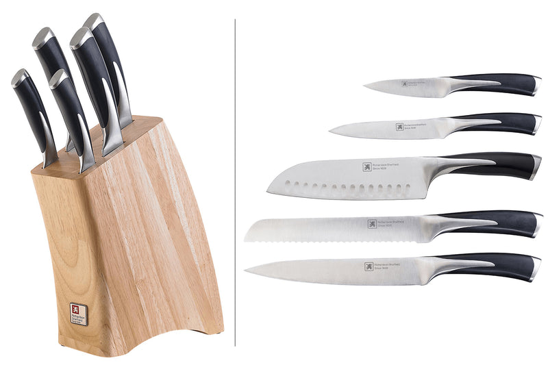 Bloc 5 couteaux style japonais acier inox Kyu Richardson