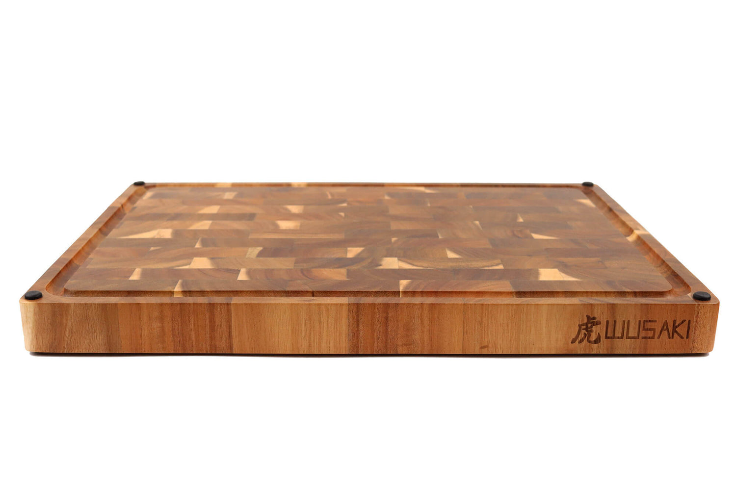 Billot de cuisine Wusaki en bois d'acacia réversible damier 48 x 35 x 3,8cm