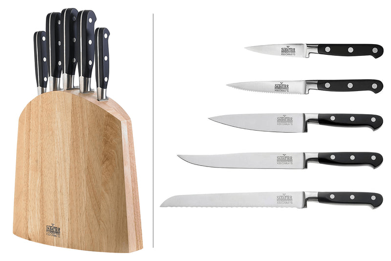 Bloc 5 couteaux de cuisine V. Sabatier acier inox