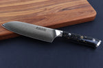 Couteau ko-santoku Wusaki Sakin Damas 10Cr 13cm manche en fibre de carbone et feuille d'or