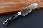 Couteau ko-santoku Wusaki Sakin Damas 10Cr 13cm manche en fibre de carbone et feuille d'or