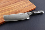 Couteau nakiri Wusaki Sakin Damas 10Cr 17cm manche en fibre de carbone et feuille d'or