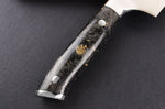 Couteau nakiri Wusaki Sakin Damas 10Cr 17cm manche en fibre de carbone et feuille d'or