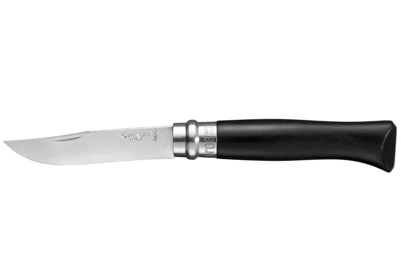 Couteau Opinel de luxe N°08 manche en Ebène et lame acier inox 8.5cm
