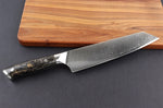 Couteau kiritsuke Wusaki Sakin Damas 10Cr 20cm manche en fibre de carbone et feuille d'or