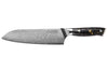 Couteau santoku Wusaki Sakin Damas 10Cr 17cm manche en fibre de carbone et feuille d'or