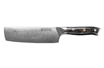 Couteau nakiri Wusaki Sakin Damas 10Cr 17cm manche en fibre de carbone et feuille d'or