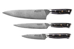 Coffret 3 couteaux Wusaki Sakin Damas 10Cr Chef + Universel + Office