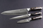 Coffret 3 couteaux Wusaki Sakin Damas 10Cr Chef + Universel + Office