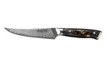 Couteau à steak Wusaki Sakin Damas 10Cr 13cm manche en fibre de carbone et feuille d'or