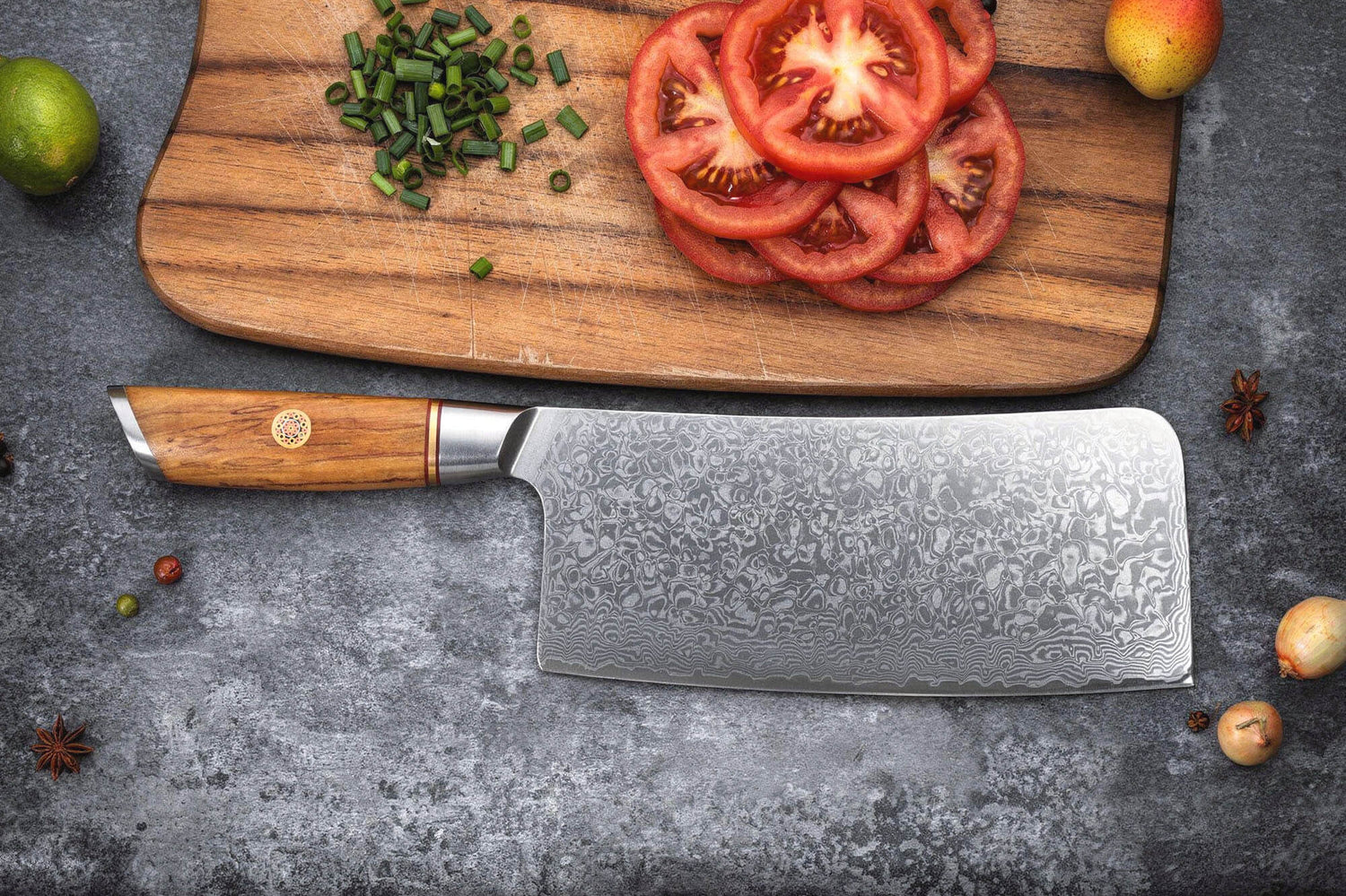 Couteau de chef chinois Fukito Olive Damas 14Cr 17cm