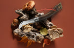 Couteau à champignon Opinel N°08 noyer noir + brosse intégrée + plumier