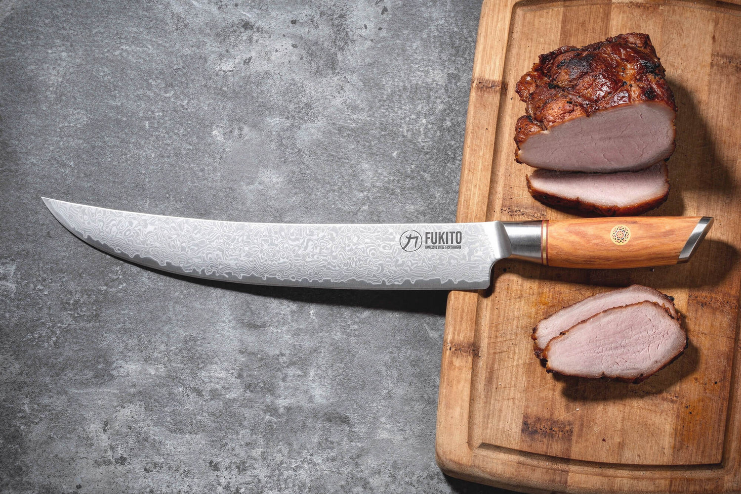 Couteau à découper Fukito Olive Damas 14Cr 25cm