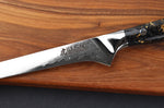 Couteau à désosser Wusaki Sakin Damas 10Cr 15cm manche en fibre de carbone et feuille d'or