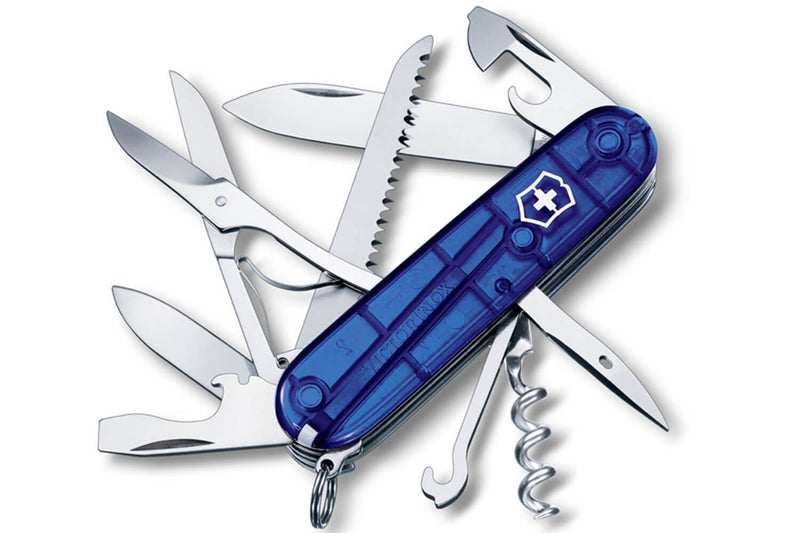 Couteau suisse Victorinox Huntsman bleu translucide 91mm 15 fonctions