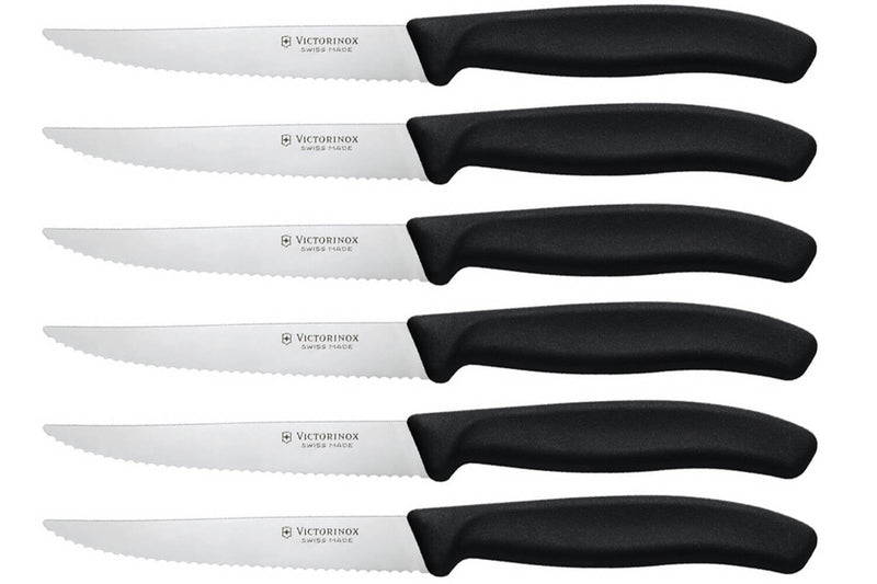 Set de 6 Couteaux steak lame 11cm Victorinox manche noir