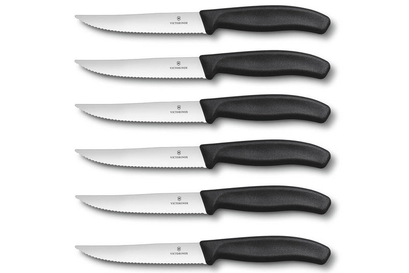 6 Couteaux à steak Victorinox lame crantée 12cm manche noir