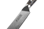 Couteau de boucher Wusaki Sakin Damas 10Cr 22cm manche en fibre de carbone et feuille d'or