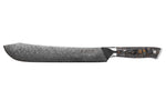 Couteau de boucher Wusaki Sakin Damas 10Cr 22cm manche en fibre de carbone et feuille d'or