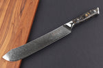 Couteau de boucher Wusaki Sakin Damas 10Cr 22cm manche en fibre de carbone et feuille d'or