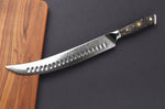 Couteau à découper Wusaki Sakin Damas 10Cr 25cm manche en fibre de carbone et feuille d'or