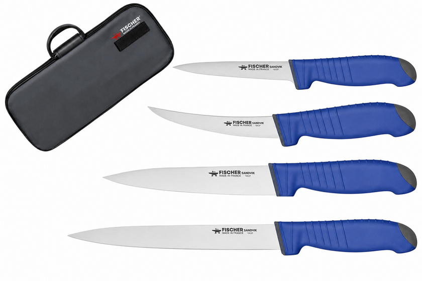 Mallette Fischer Sandvik avec quatre couteaux professionnels de boucher