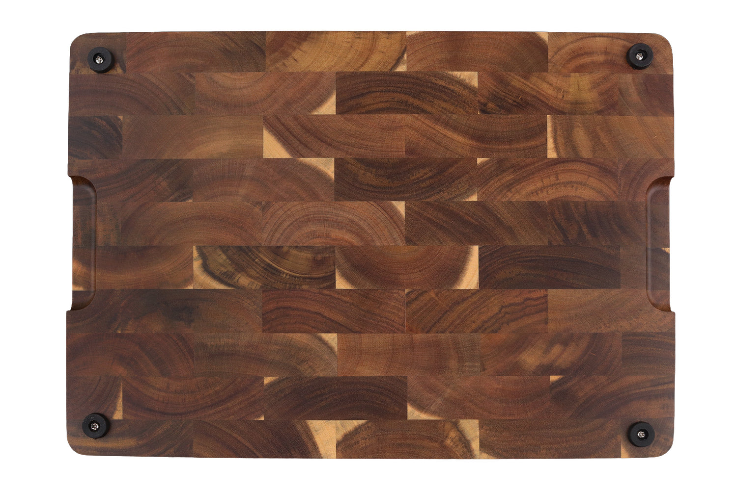 Planche à découper Wusaki bois d'acacia damier pieds antidérapants 40 x 28,5 x 2,5cm