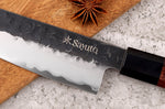 Couteau santoku Sayuto Séquoia San Mai martelé 13,5cm