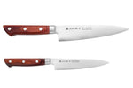 Coffret 2 couteaux japonais Satake Cutlery Brown Pakkawood chef + office