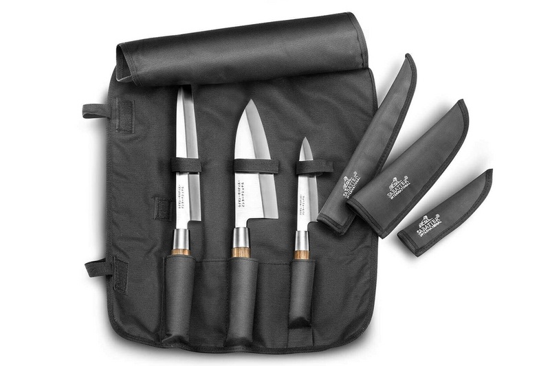 Malette Sabatier International 3 couteaux de cuisine style japonais manche Zebrano