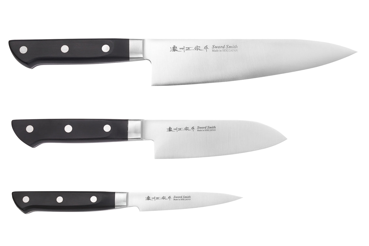 Coffret 3 couteaux japonais Satake Cutlery ABS chef + santoku + office