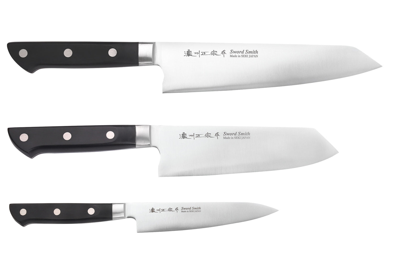 Coffret 3 couteaux japonais Satake Cutlery ABS bunka 20cm + bunka 17cm + universel 13,5cm