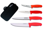 Mallette de 4 couteaux de boucher Fischer Bargoin manche rouge