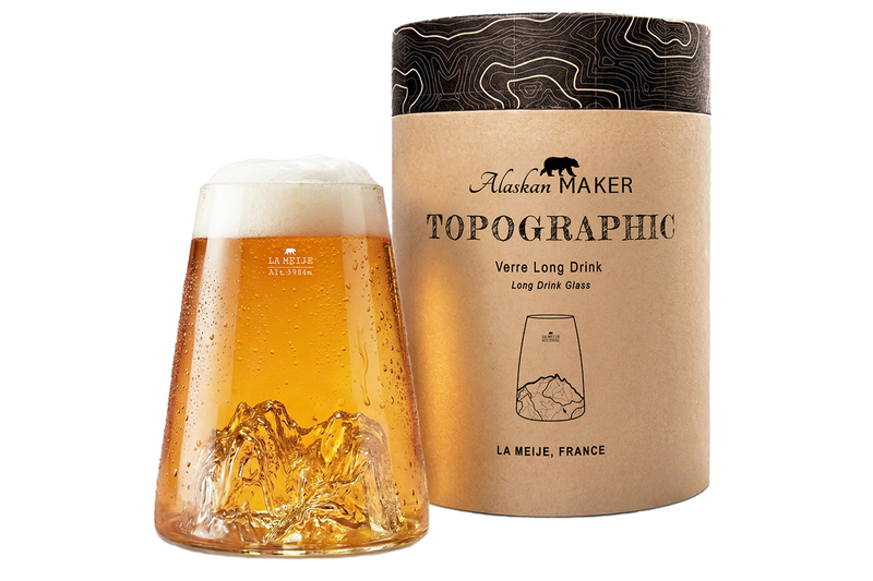 Verre à spiritueux long Alaskan Maker Topographic La Meije en verre cristallin
