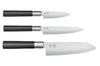 Coffret 3 couteaux Kai Wasabi Black : Universel 10cm et 15cm et Santoku 16,5cm