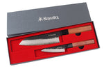 Coffret 2 couteaux Sayuto Séquoia San Mai Santoku + Office