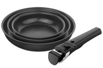 Set de 3 poêles Zwilling Unlock Ceraforme® Titanium en aluminium 20, 24 et 28 cm + 1 poignée amovible