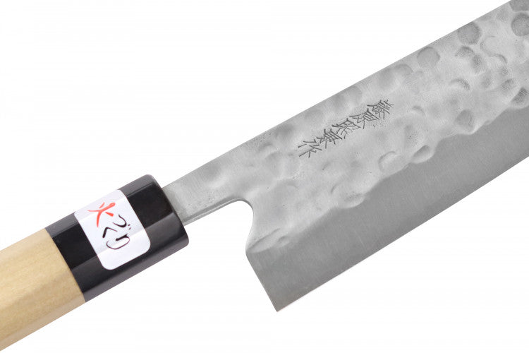Couteau santoku 18cm japonais artisanal Fujiwara Maboroshi manche en magnolia