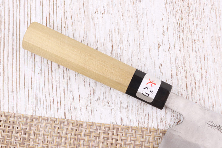 Couteau santoku 18cm japonais artisanal Fujiwara Maboroshi manche en magnolia