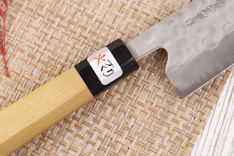 Couteau santoku 18cm japonais artisanal Fujiwara Maboroshi manche en magnolia