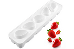 Moule pâtissier 5 fraises 3D Silikomart en silicone blanc