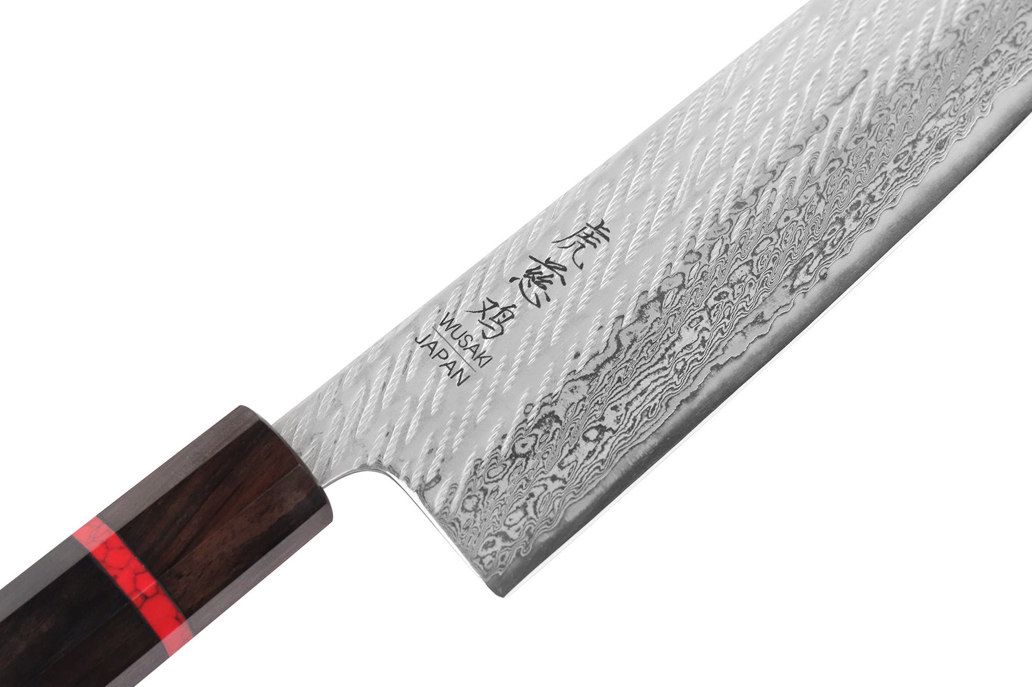 Couteau de chef 24cm japonais artisanal Wusaki Nawame AUS10 damas
