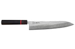 Couteau de chef 24cm japonais artisanal Wusaki Nawame AUS10 damas