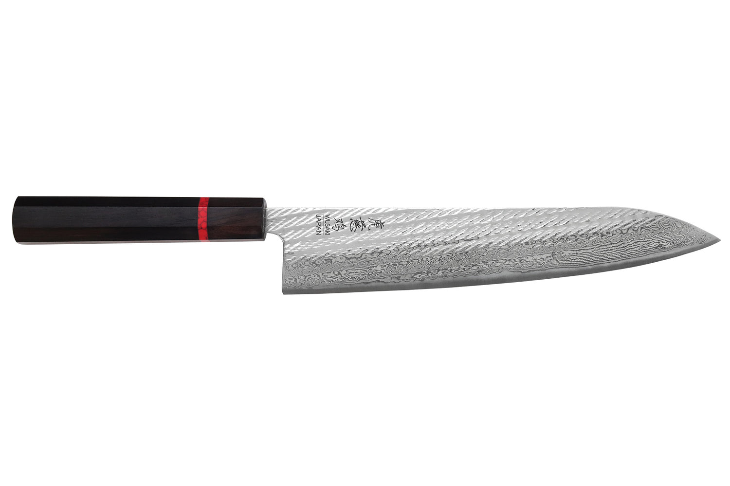 Couteau de chef 24cm japonais artisanal Wusaki Nawame AUS10 damas
