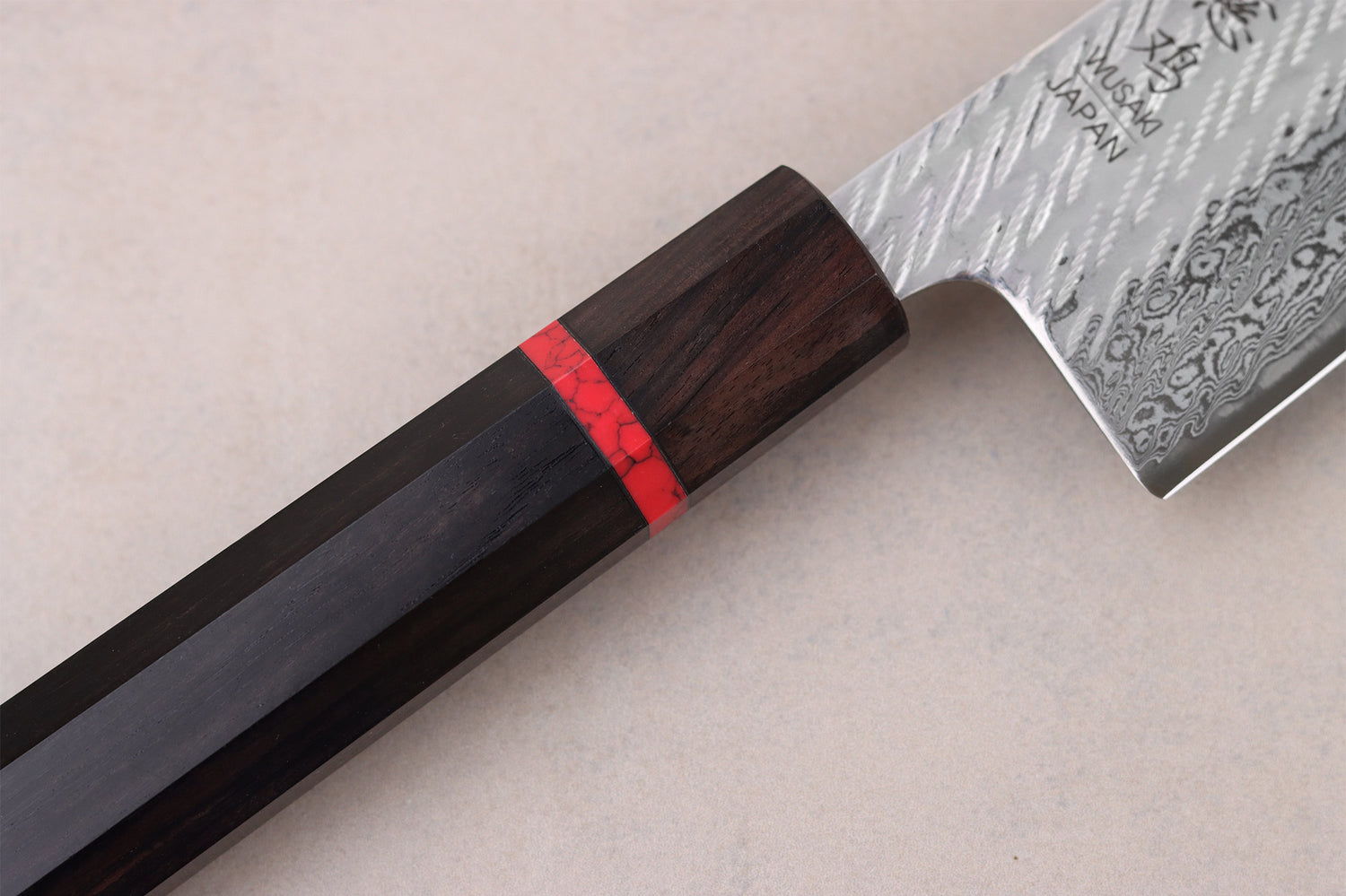 Couteau de chef 24cm japonais artisanal Wusaki Nawame AUS10 damas