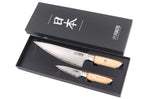 Coffret 2 couteaux Fukito Pakka San Mai Chef + Office